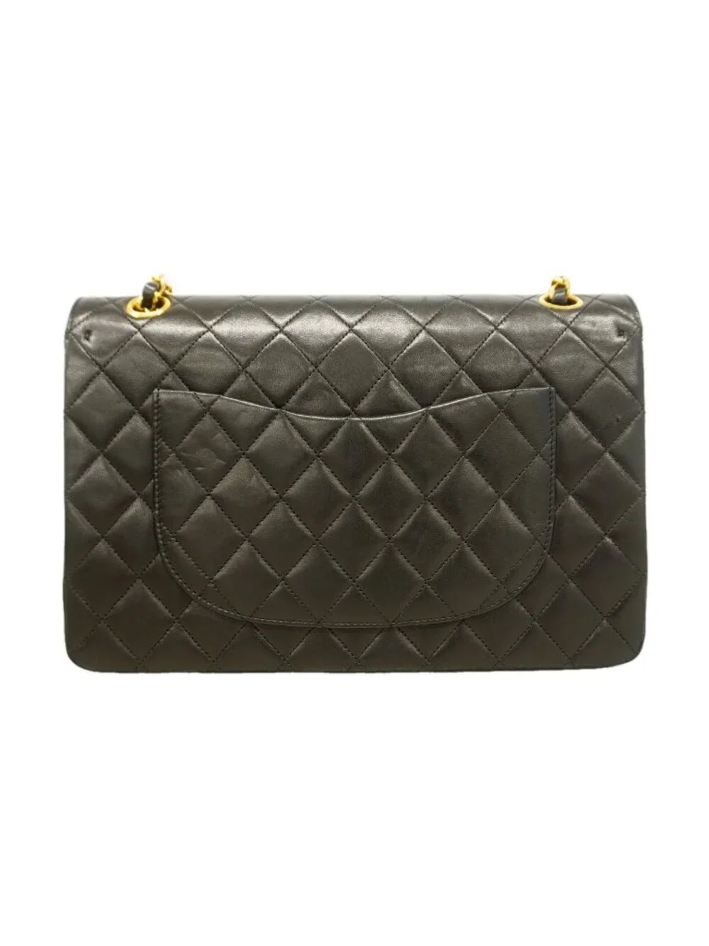Chanel Shoulder Bag Quilted Lambskin Black Gold